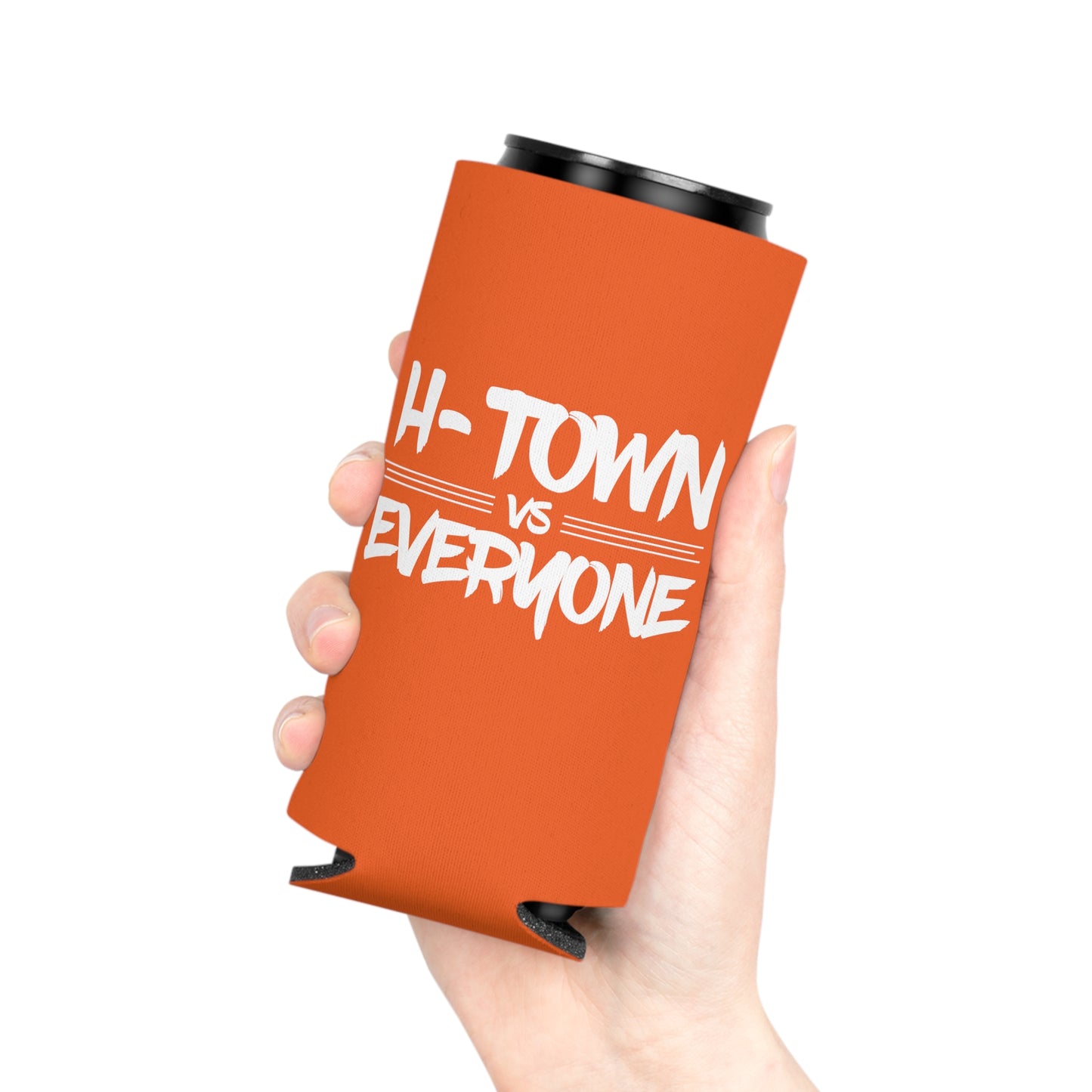 H-Town vs Everyone Orange Slim Can Koozie