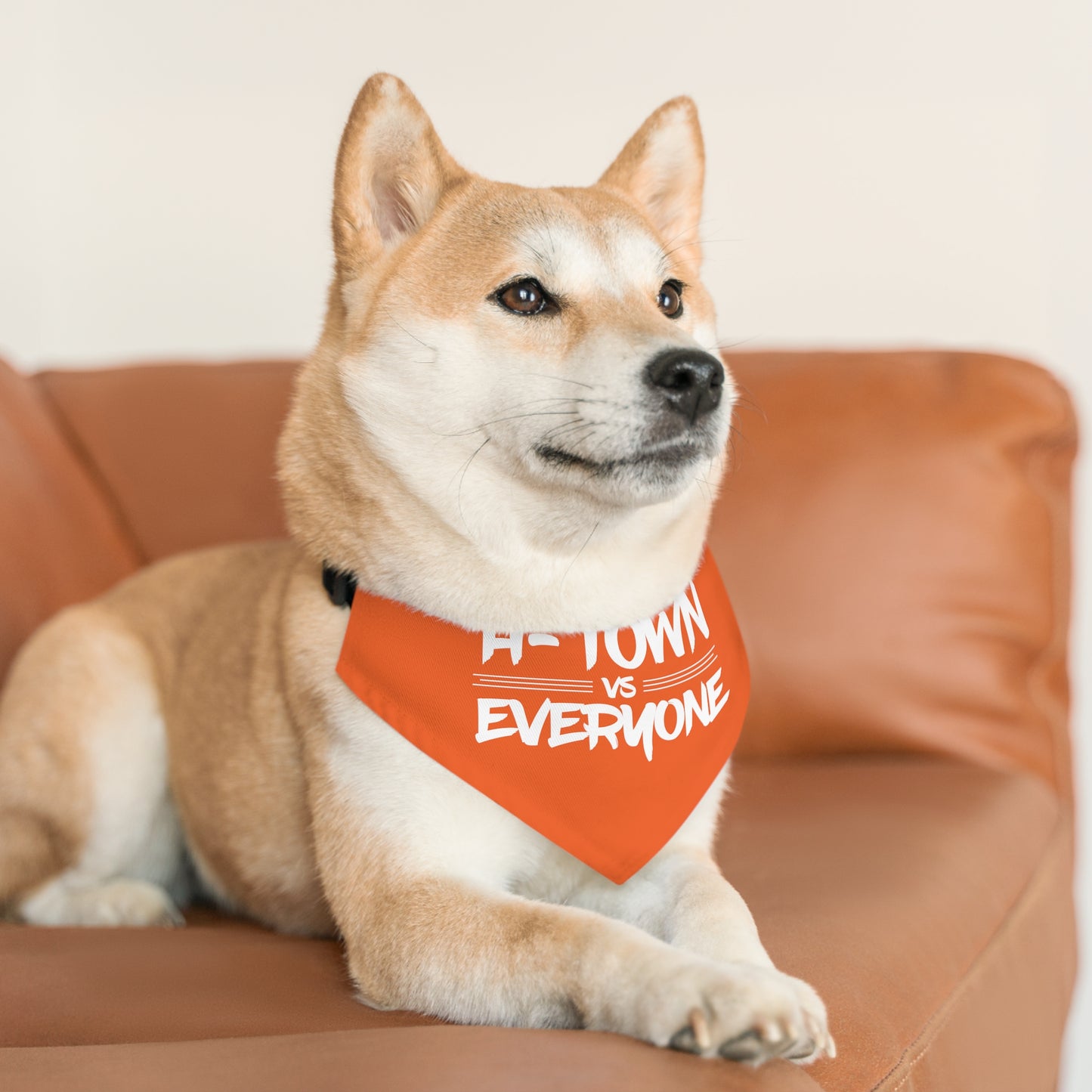 H-Town vs Everyone Pet Bandana Collar (orange/white)