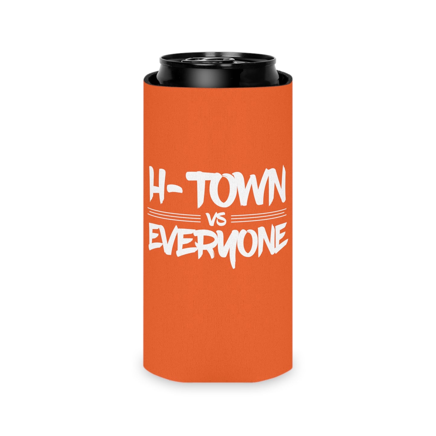 H-Town vs Everyone Orange Slim Can Koozie