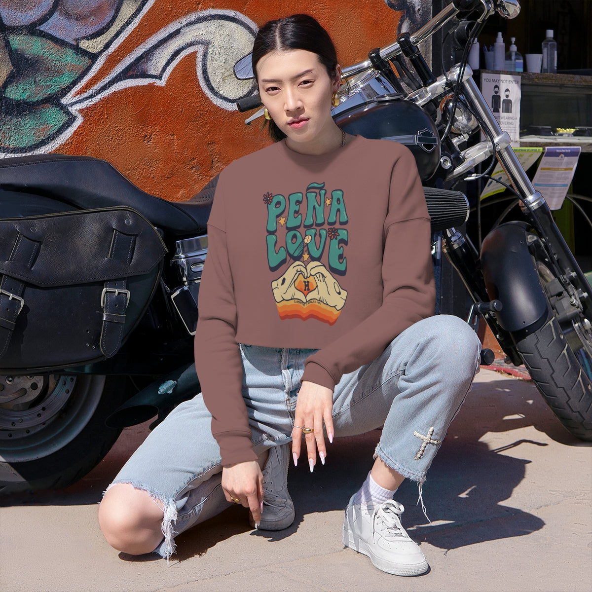 Peña Love Cropped Crewneck Sweatshirt