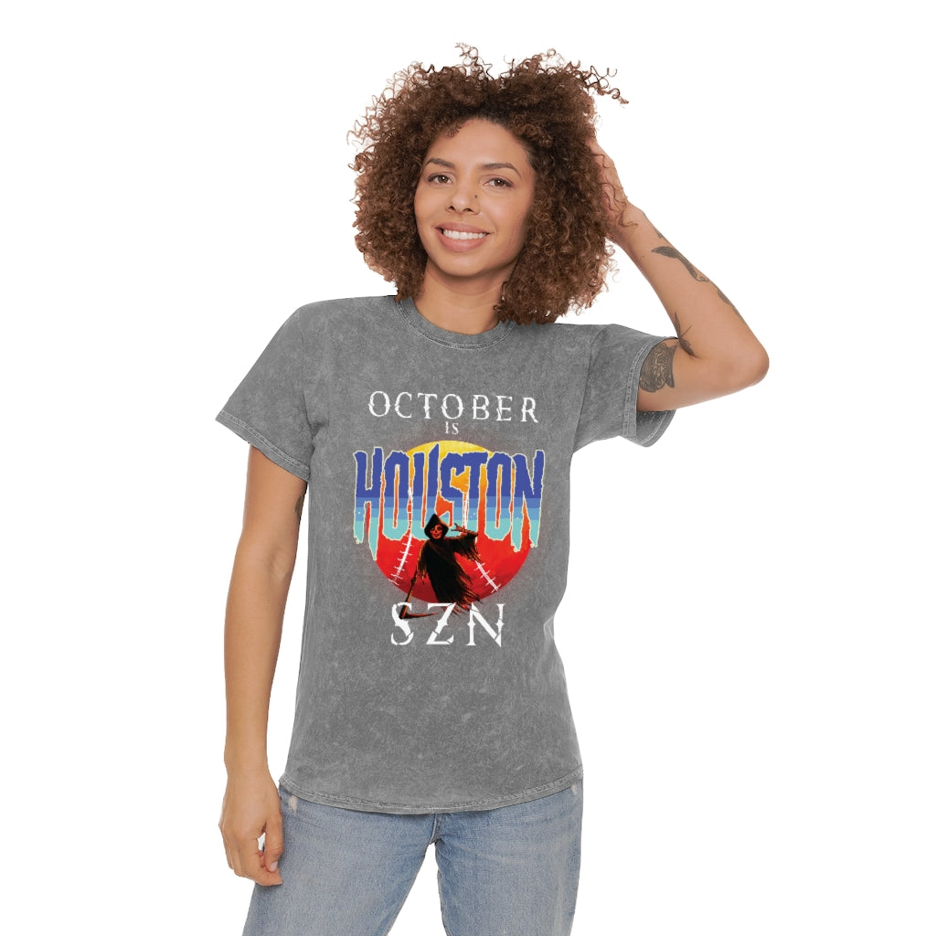 October is Houston Season Unisex Mineral Wash T-Shirt