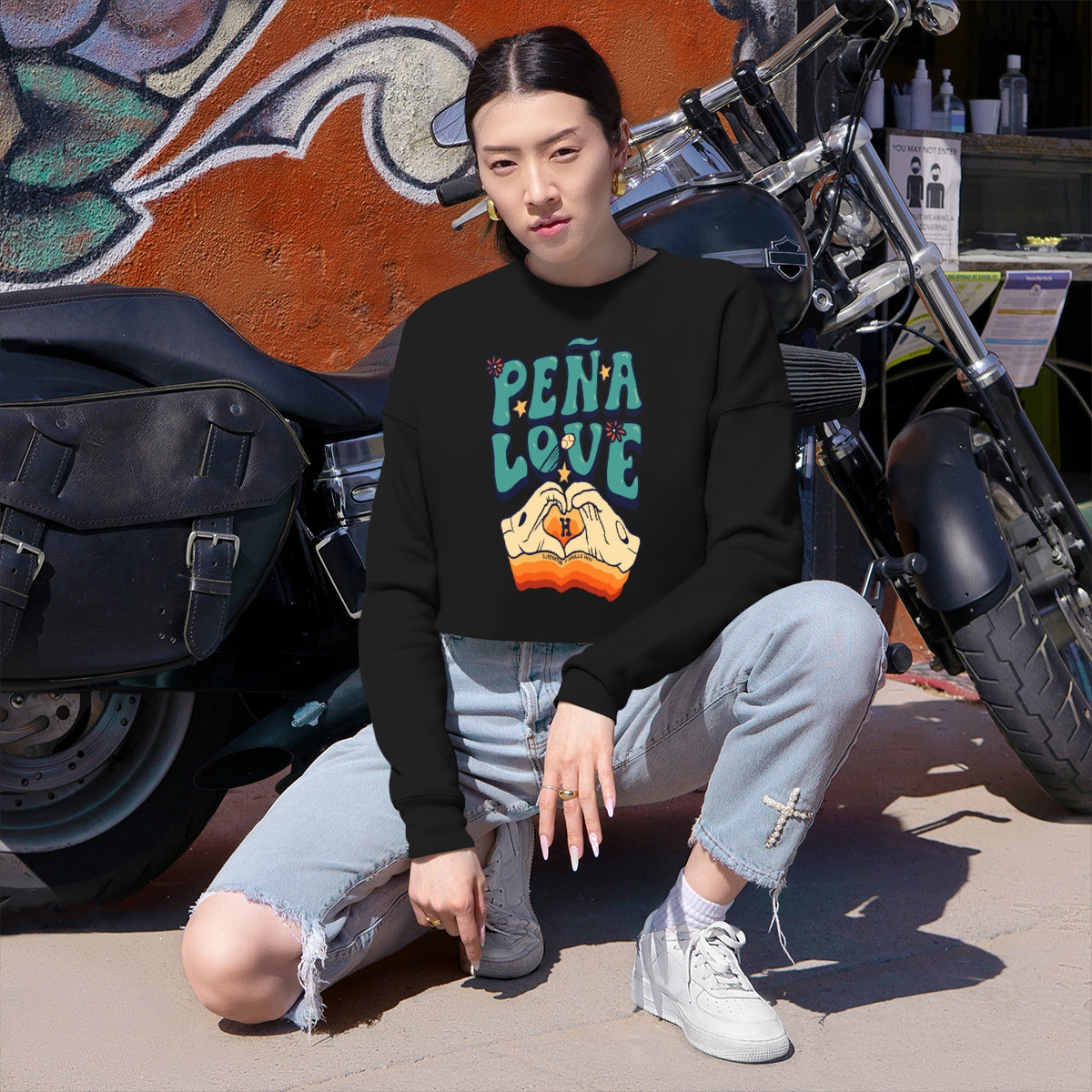 Peña Love Cropped Crewneck Sweatshirt