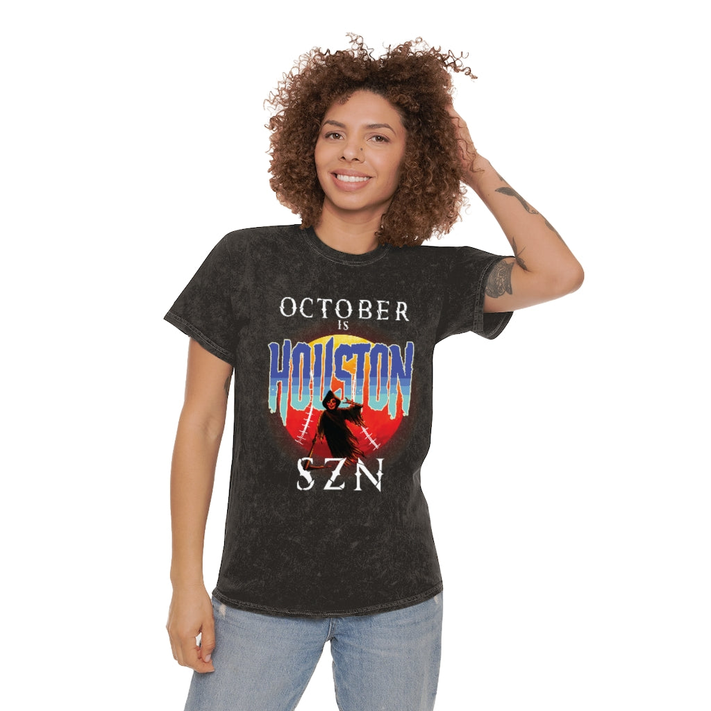 October is Houston Season Unisex Mineral Wash T-Shirt