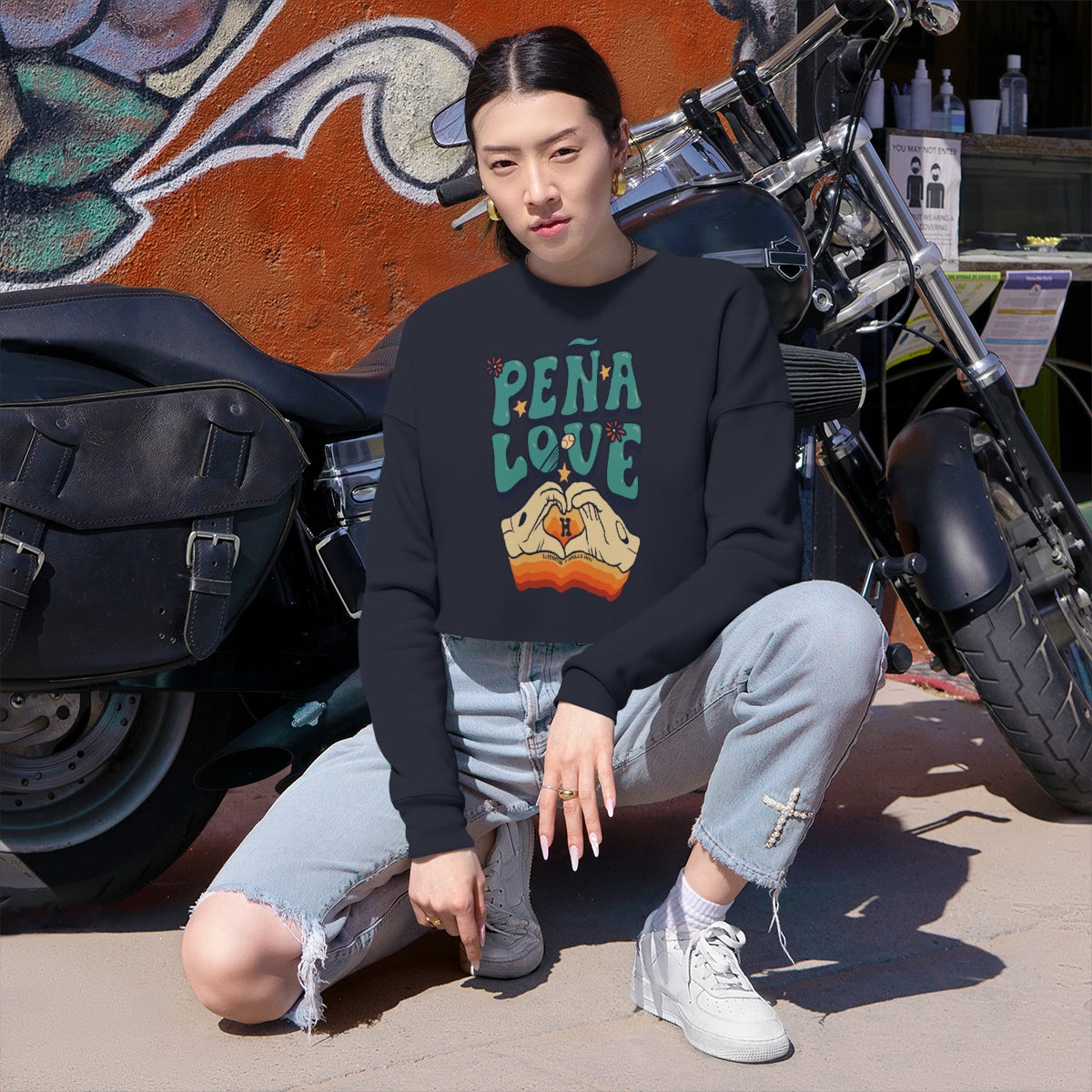 Peña Love Cropped Crewneck Sweatshirt