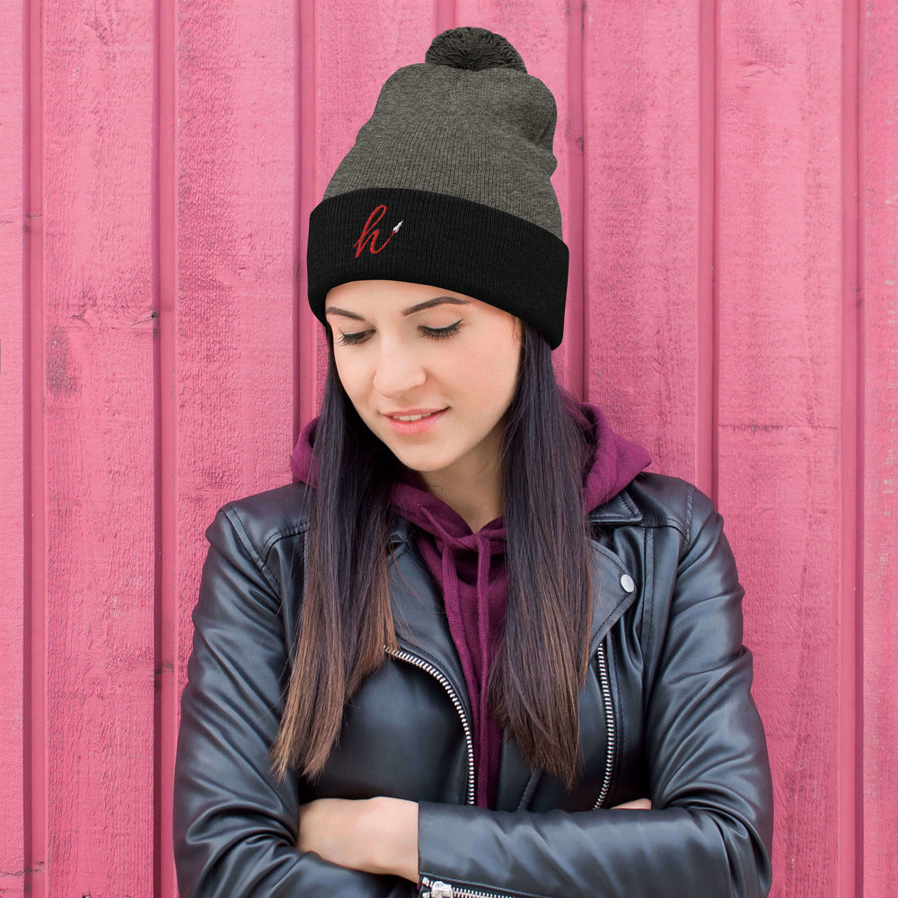 h Rocket (Red h) Pom-Pom Beanie