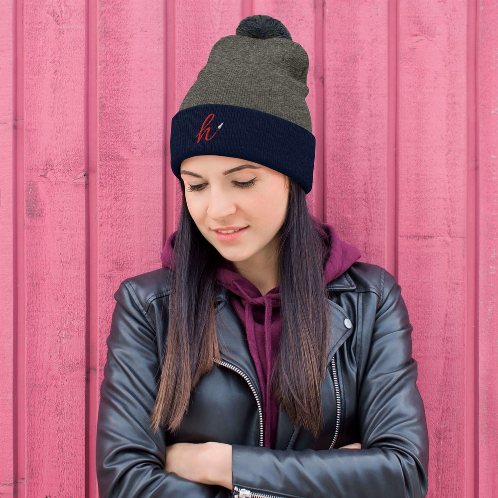h Rocket (Red h) Pom-Pom Beanie