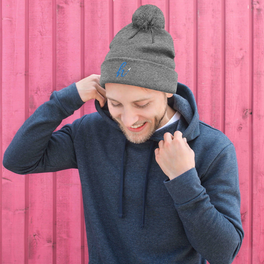 h Rocket (Blue h) Pom-Pom Beanie