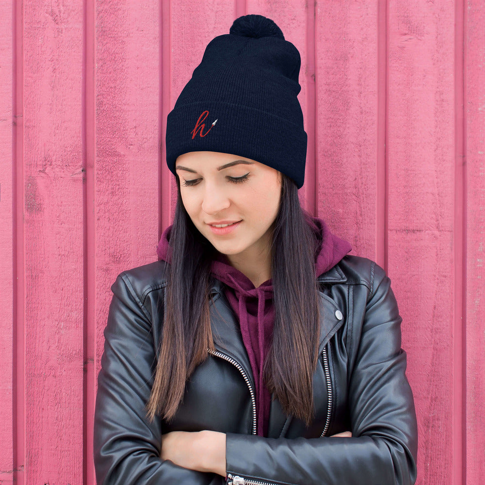 h Rocket (Red h) Pom-Pom Beanie