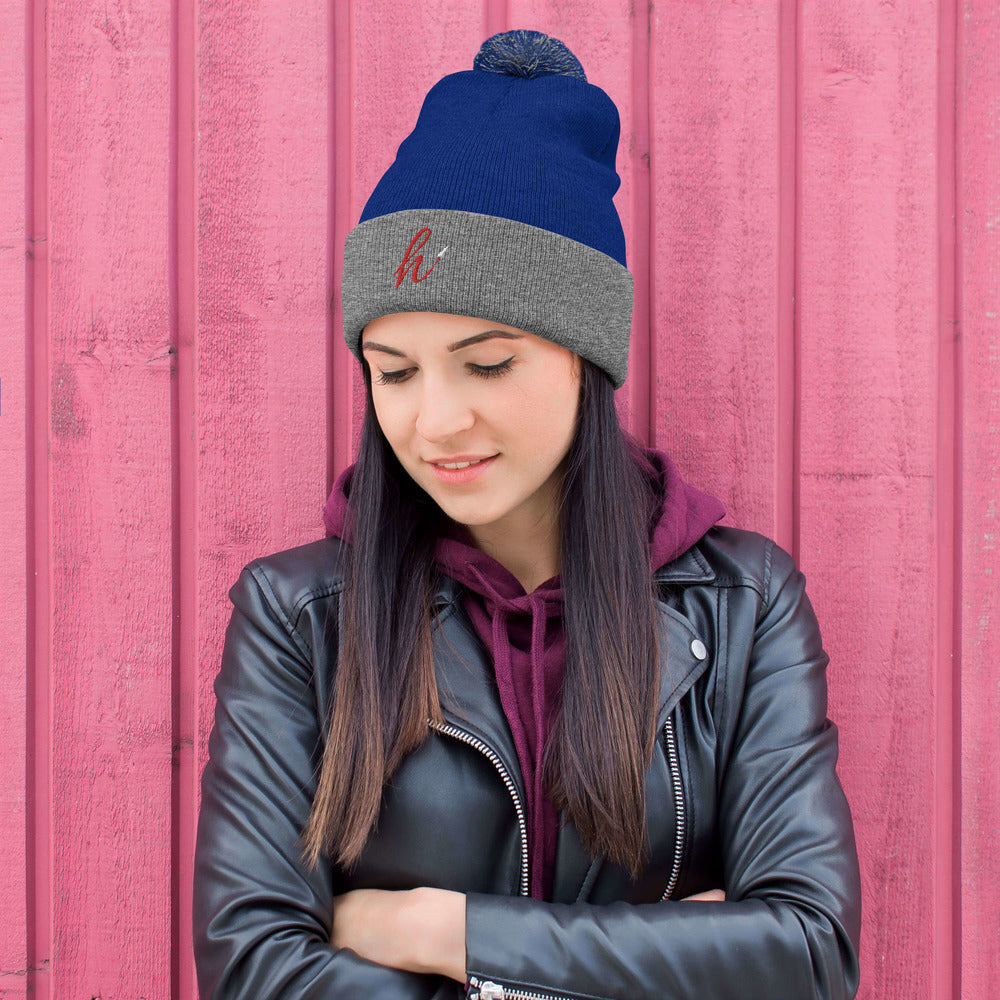 h Rocket (Red h) Pom-Pom Beanie