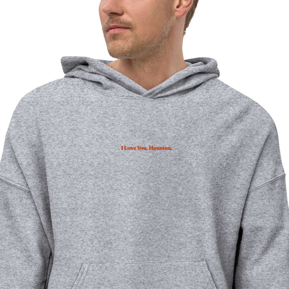 I Love You, Houston. Embroidered Unisex Luxury Suede Fleece Hoodie