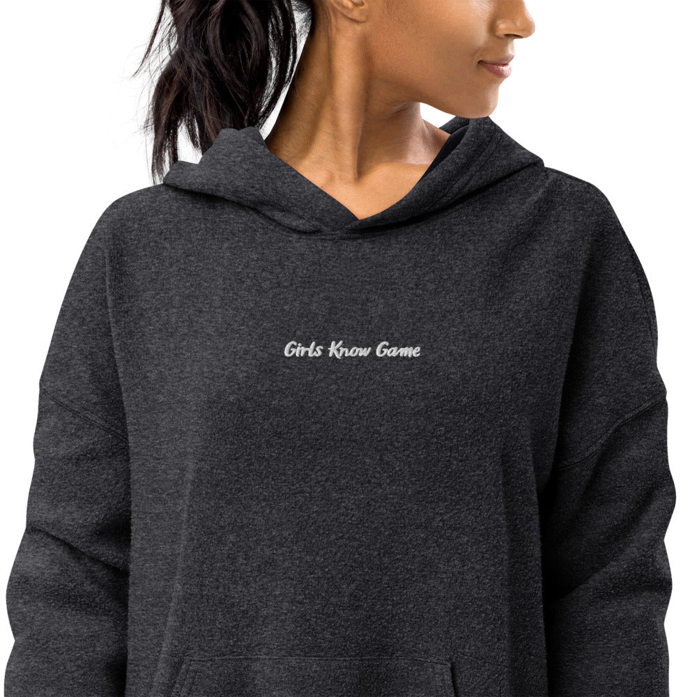 Girls Got Game Embroidered Unisex Luxury Suede Fleece Hoodie
