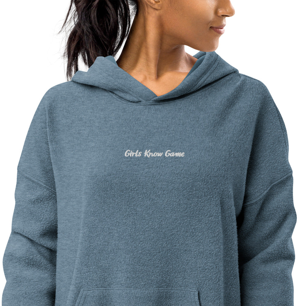 Girls Got Game Embroidered Unisex Luxury Suede Fleece Hoodie