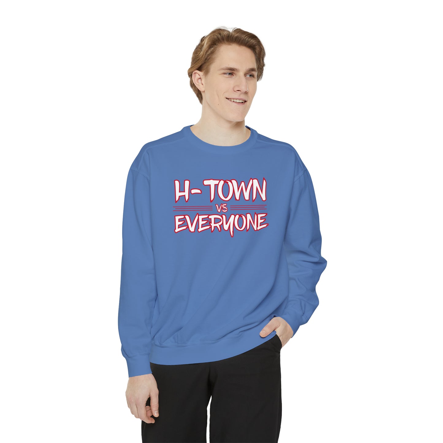 H-Town vs Everyone (HOU Blue) Alt Unisex Comfort Colors Sweatshirt