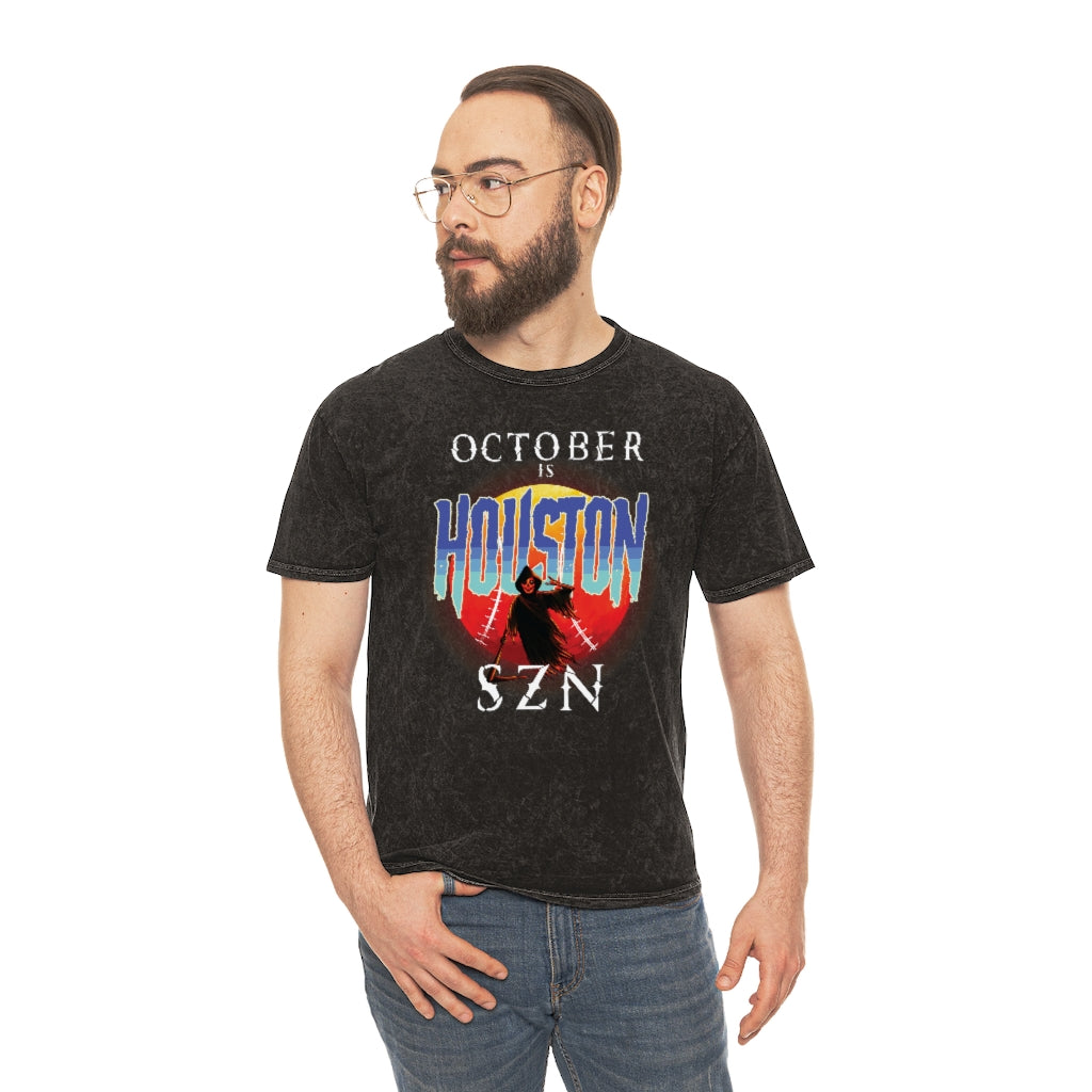 October is Houston Season Unisex Mineral Wash T-Shirt