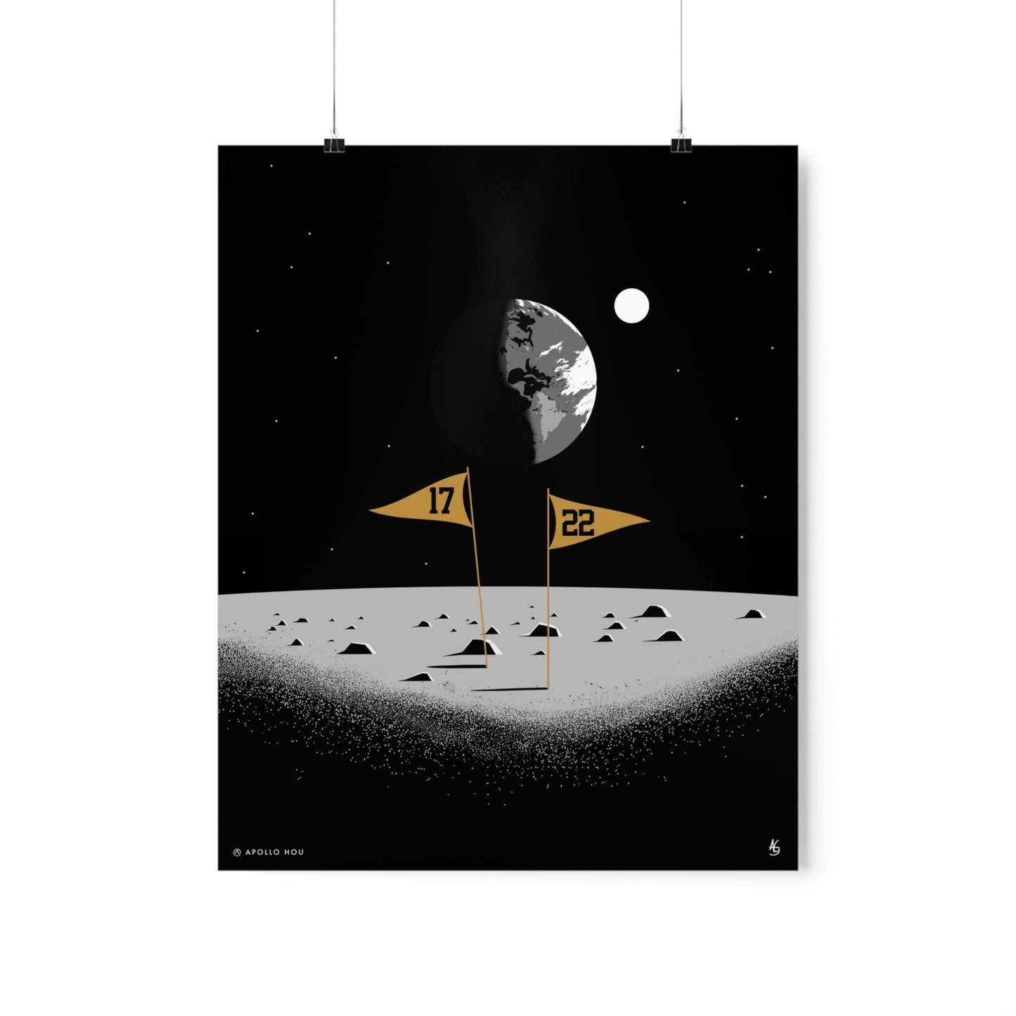 Flags On The Moon - Premium Matte Vertical Print
