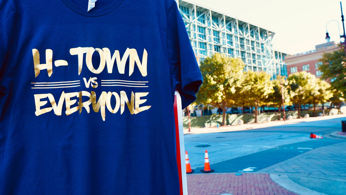 Navy H-Town vs Everyone Shirt with Gold Foil Print